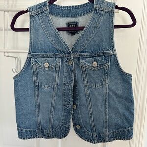 GAP Light Blue Denim Vest with Button-Front